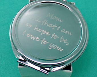 Personalized compact mirror, bridesmaid gift, graduation gift, wedding favors, wedding gifts, custom made presents, engraved compact mirror