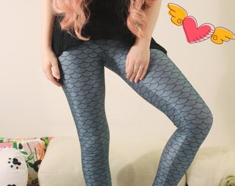 MERMAID LEGGINGS/ Aqua Fish Sexy Funky Yoga Pants Bottoms/Stretchy Tights/Cosplay Mermaid Leggings/Sports Pants/Yoga Tights dz3