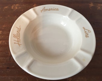 Vintage Holland America Line Porcelain Ashtray / Travel / Cruise Ship