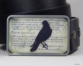 The Raven Belt Buckle Choice of Buckle Finish Poe Poem