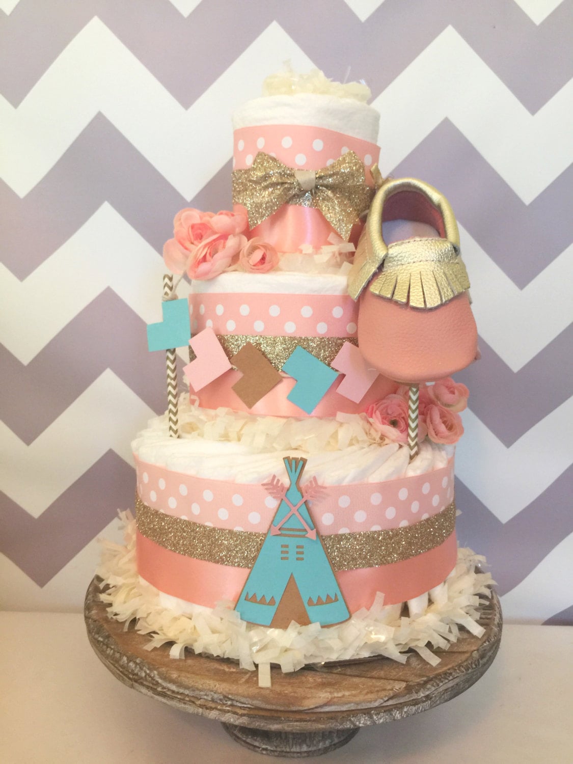 boho diaper cake in blush pink mint and gold tribal baby boho diaper cake in blush pink mint and gold tribal baby