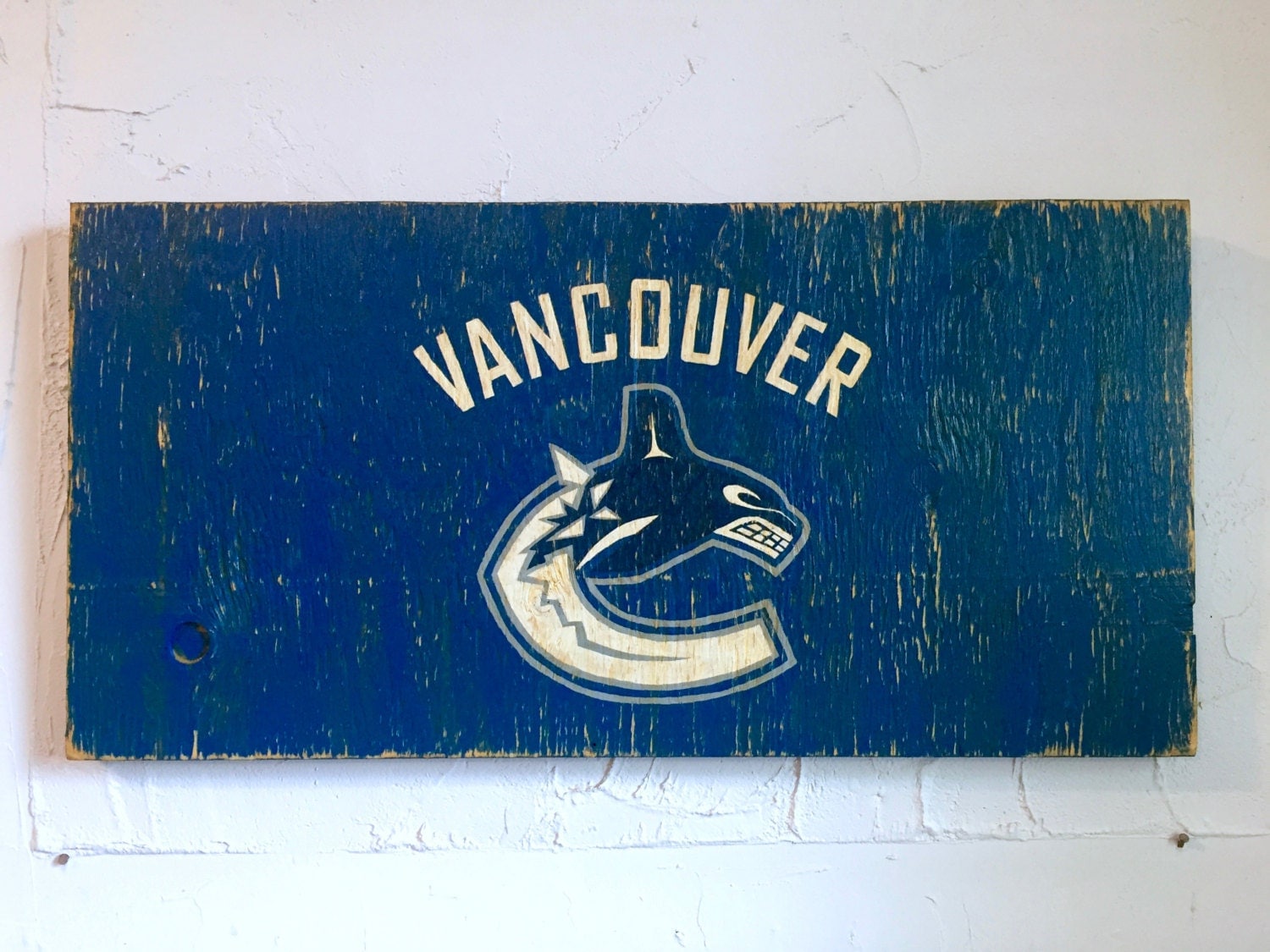 Vancouver Canucks Sign wooden canucks flag wood vancouver
