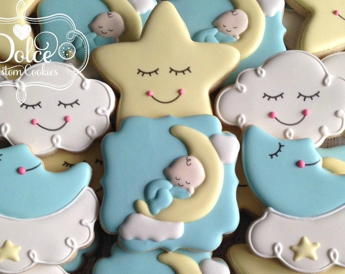 To The Moon and Back Twinkle Twinkle Little Star Baby Shower Cookies