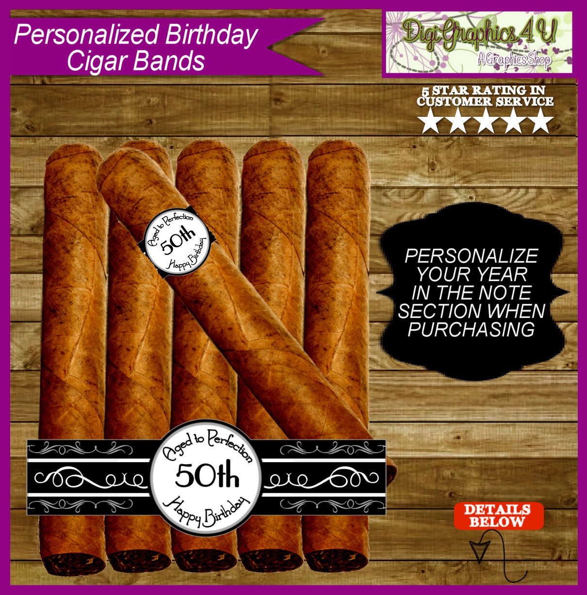 Cigar Bands Cigar Labels Printable Birthday and Any Special