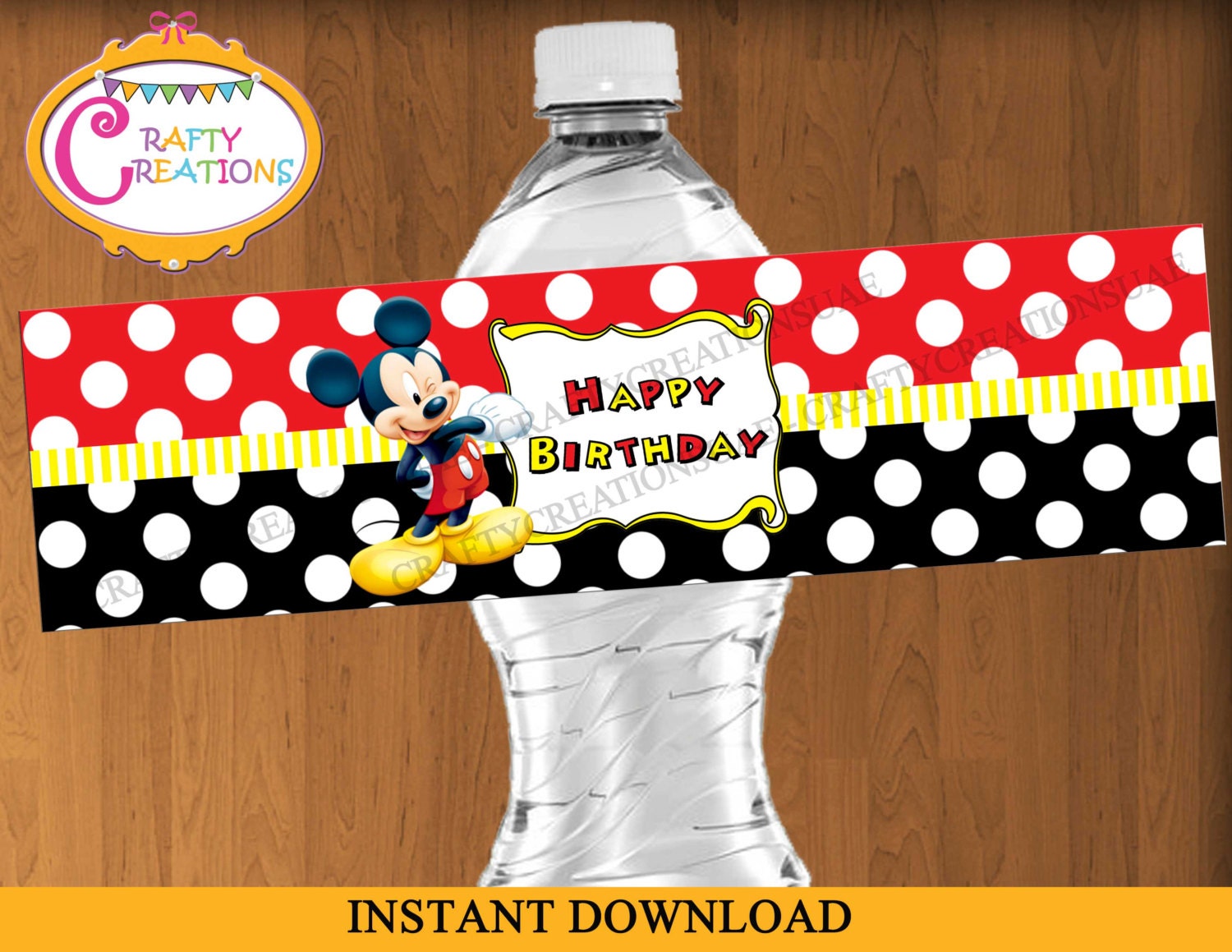 Printable Mickey Mouse water bottle Labels INSTANT DOWNLOAD