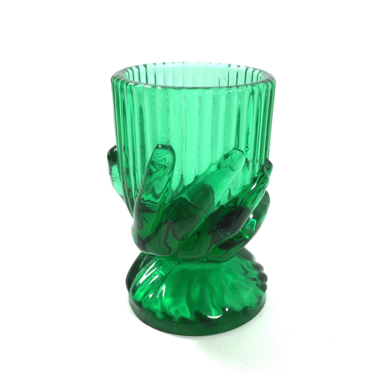Vintage Beggar’s Hand Green Glass Toothpick Holder Haute Juice