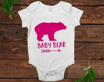 baby bear shirt - pink baby girl gift - one piece outfit