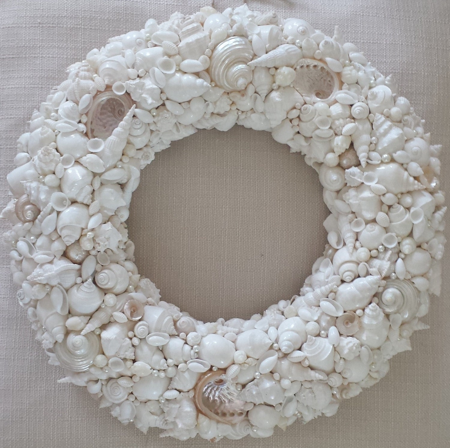 SeaShell Wreath Handmade Shell Wreath White by NatalieHaganDesigns