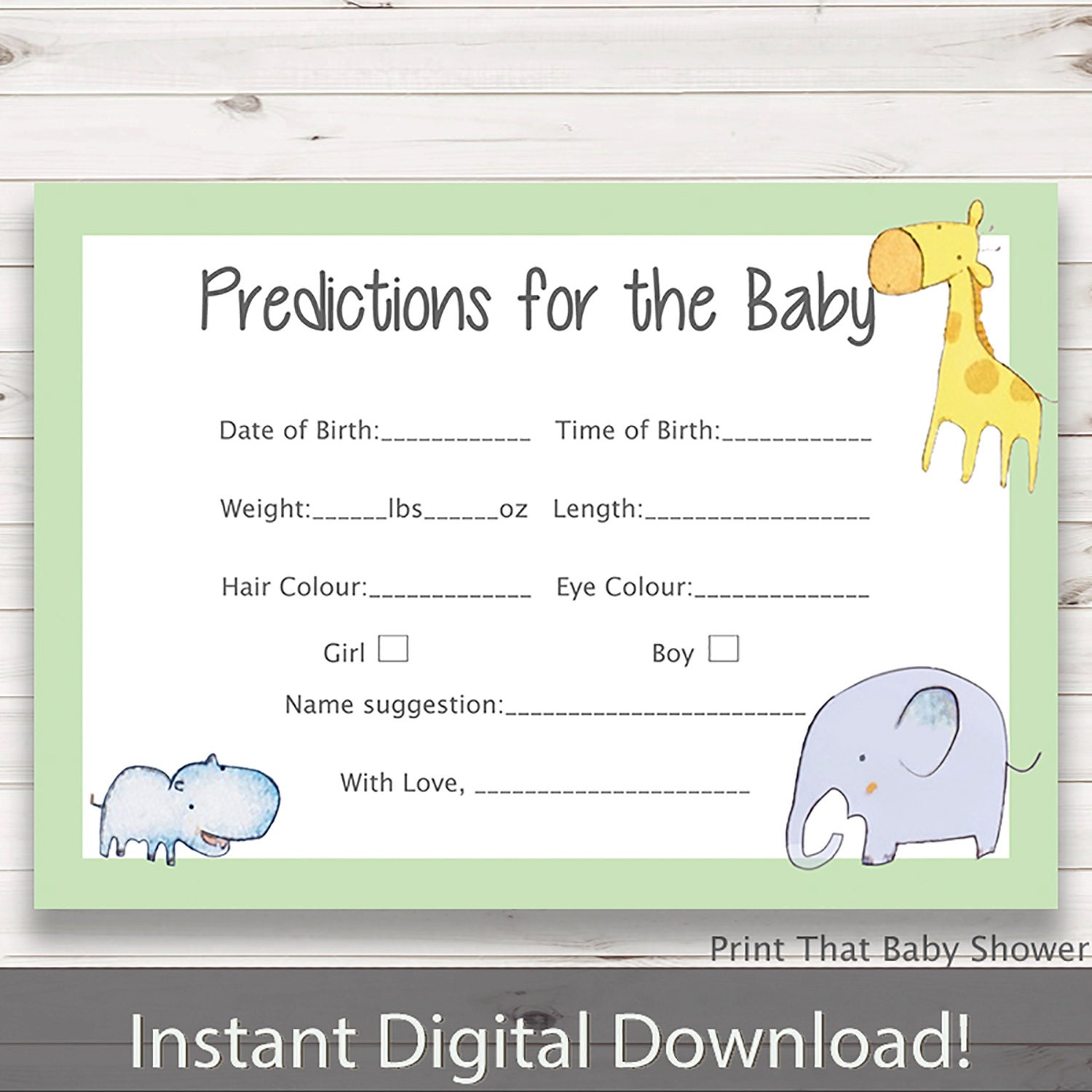 Baby Shower Games Baby Predictions Game Baby Prediction