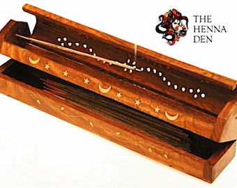 Wooden Incense Holder and Storage Box (incense sticks, handmade holder burner, ash catcher)