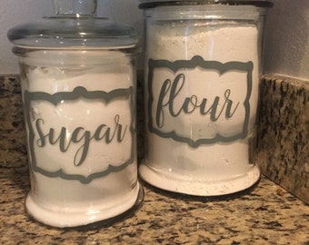 Kitchen Canister Decals - 1-6 count - Vinyl Decals - Kitchen Labels - Your choice - 3-6 inches