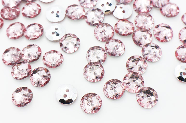 10 Pink Acrylic Buttons Crystal Button Two Holes Sewing