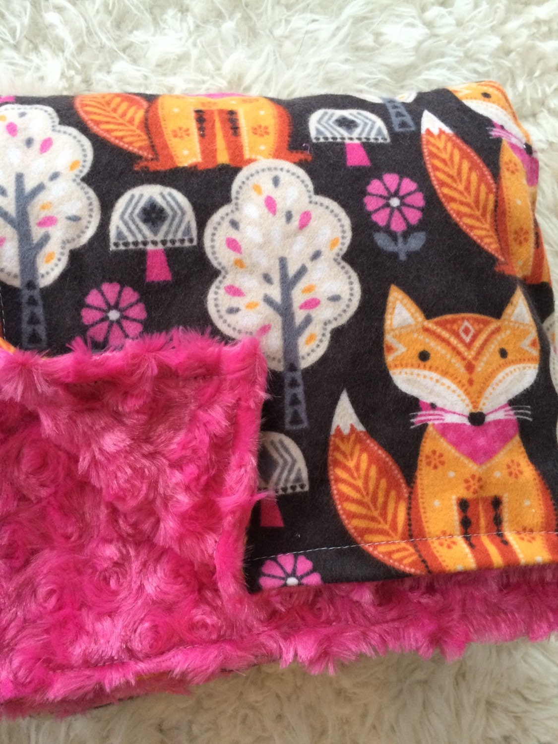 fox baby blanket girl fox blanket woodland blanket forest