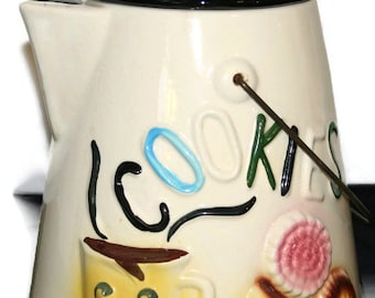 Cookie Jar-1950s Vintage Cookie Jar-Made in USA-1950's Cookie Jar-Coffee Pot Cookie Jar-American Bisque Cookie Jar-Cookie Jar with Lid