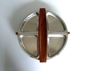 Mid Century Swedish Stainless Steel Lazy Susan Serving Tray