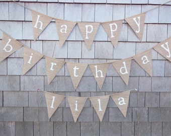 Happy Birthday Burlap Banner, Happy Birthday Bunting, Birthday Decor, Birthday Garland, Birthday Party Decor, Burlap Garland, Rustic, 50th