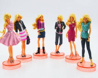 Barbie Birthday Cake Topper Large Figurines 6pc Set 3-1/4" Tall
