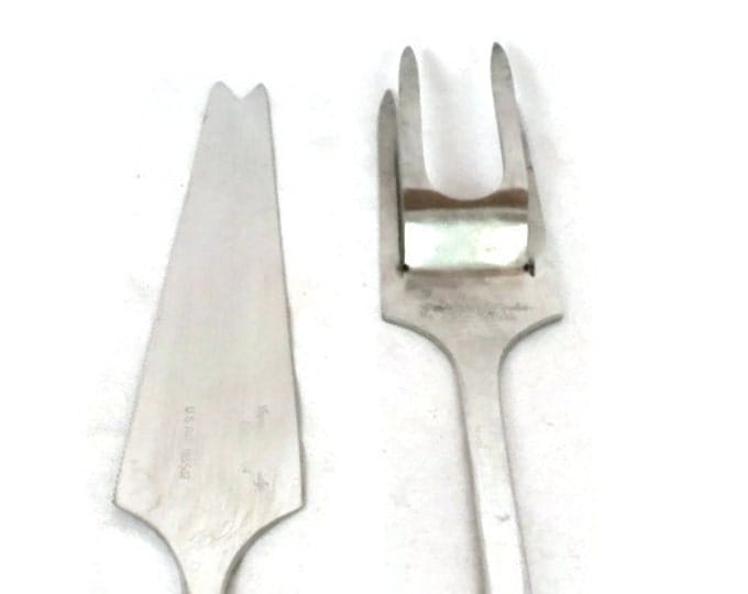 CAPRI Stainless Italian 2 Piece Vintage Carving Set 1950's - Mid Century Flatware Italian Capri Italy designed by Alfredo Guerra