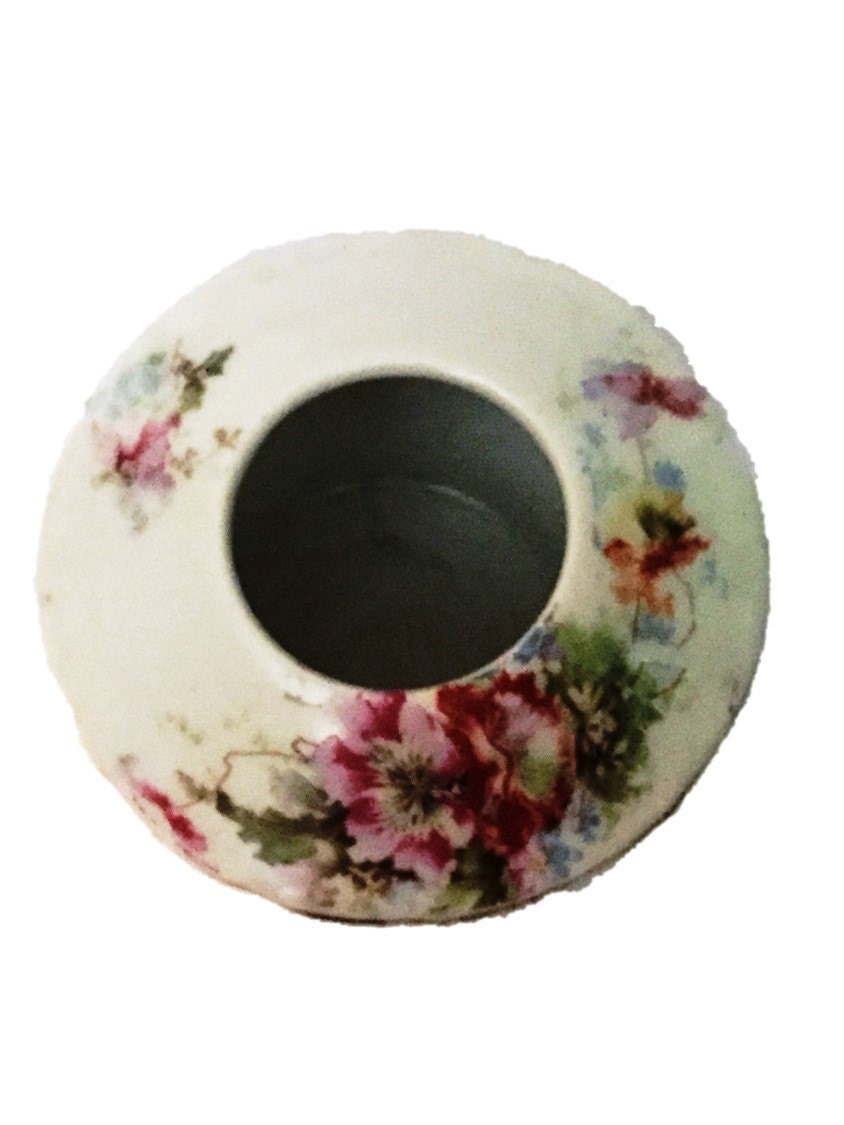 Vintage Porcelain Floral Potpourri Bowl by DerBayzVintage