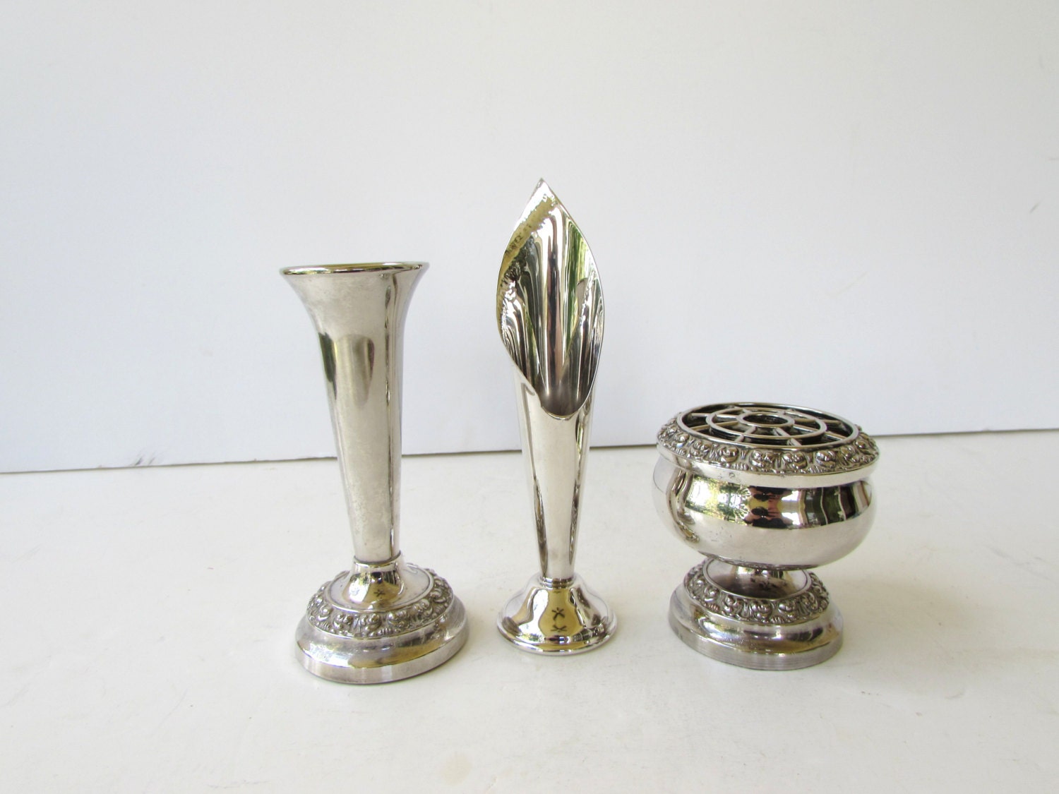3 Vintage Bud Vases Silver plate Silverplate Ianthe of