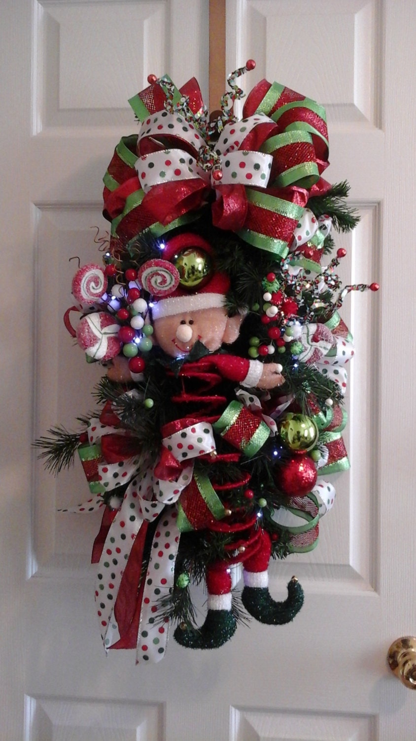 elf christmas swag wreath sale lighted funcute door swag elf christmas swag wreath sale lighted funcute door swag