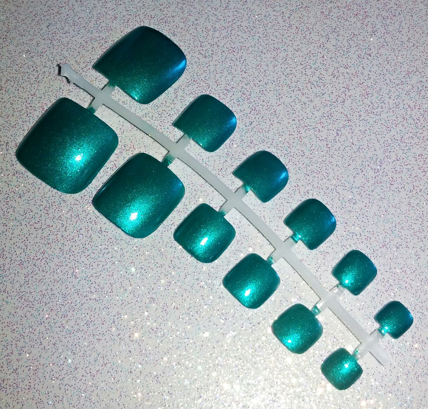Teal Fake Toe Nails Fake Toe Nail Set Press on Nails Glue on Nails
