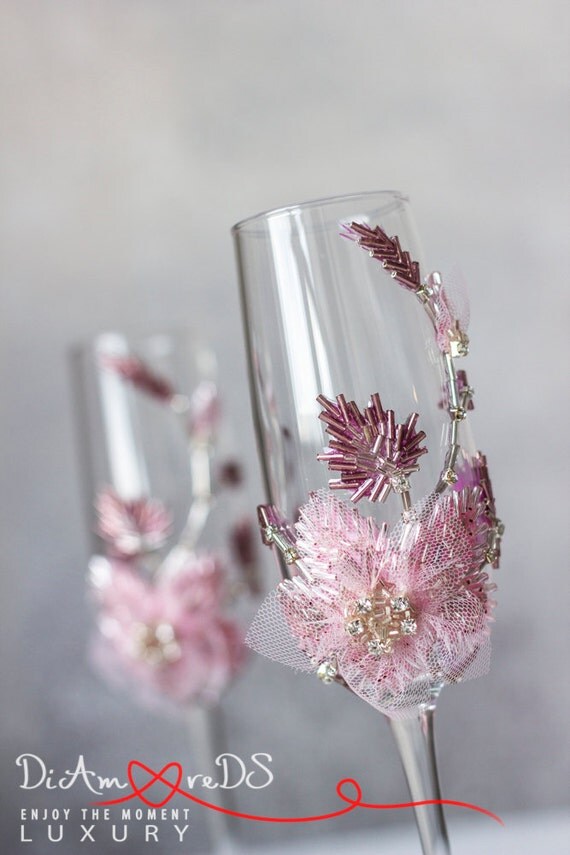 Blume hochzeit set sektgläser & kuchen von diamoredsluxury auf etsy
