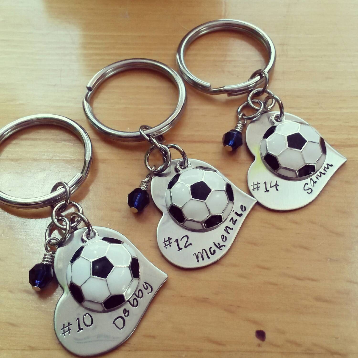 Hand Stamped Personalized Soccer Keychain Girls Soccer Heart