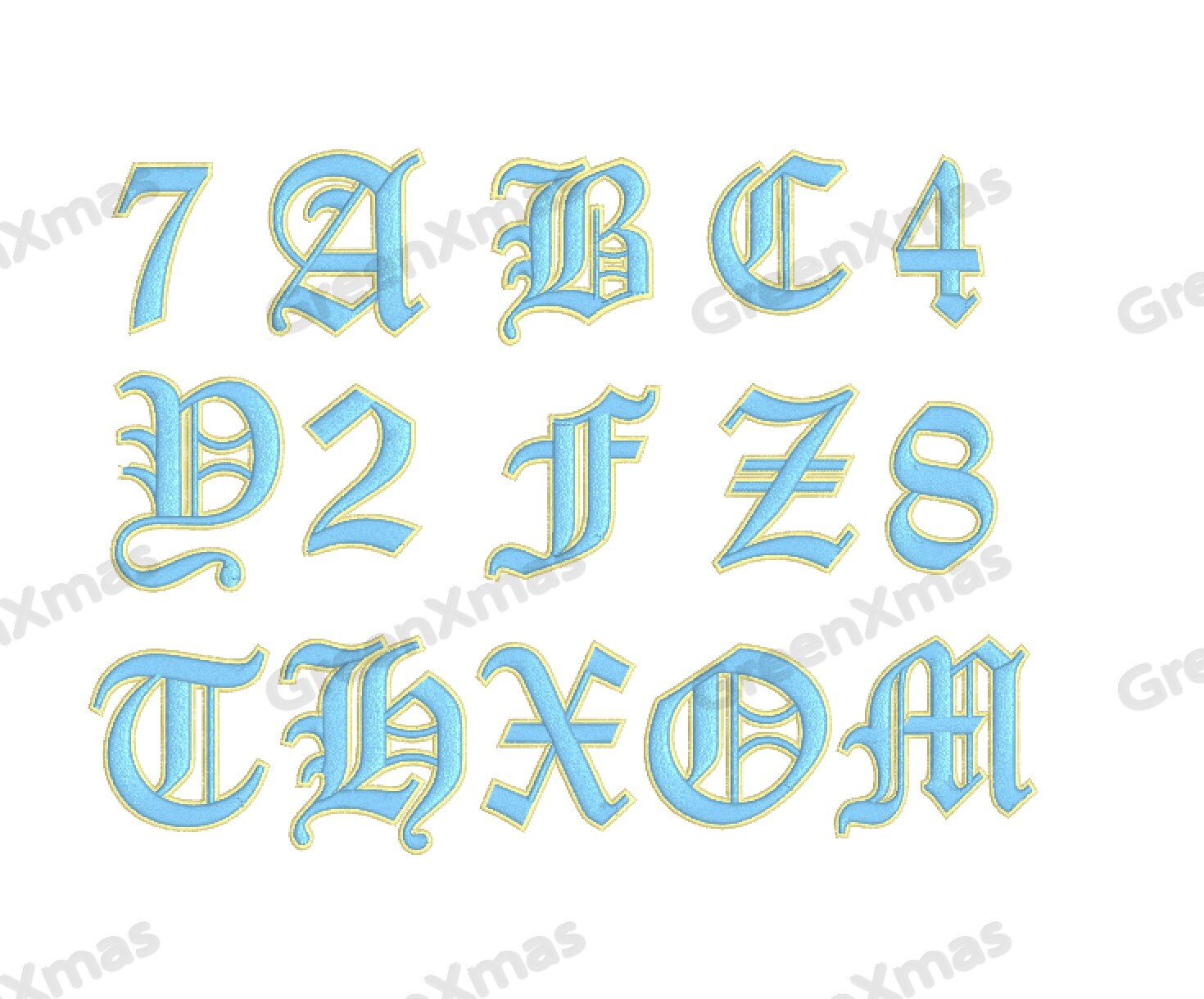2 Sizes Sets Of 36 2 Colors Old English Embroidery Fonts