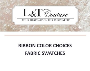 Fabric swatches, ribbon color swatches