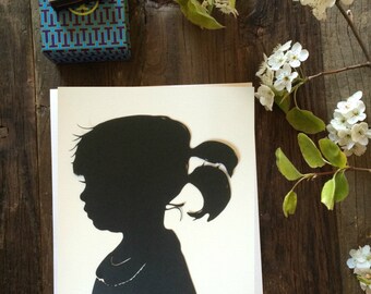 Silhouette Art: Unique Gift Custom Silhouette Picture, Custom Hand Cut Silouhette Portrait, Silouhette by Elle