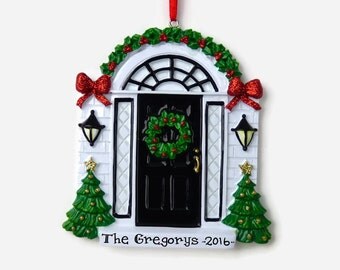 Black Door - New Home - First Apartment Personalized Ornament - Hand Personalized Christmas Ornament