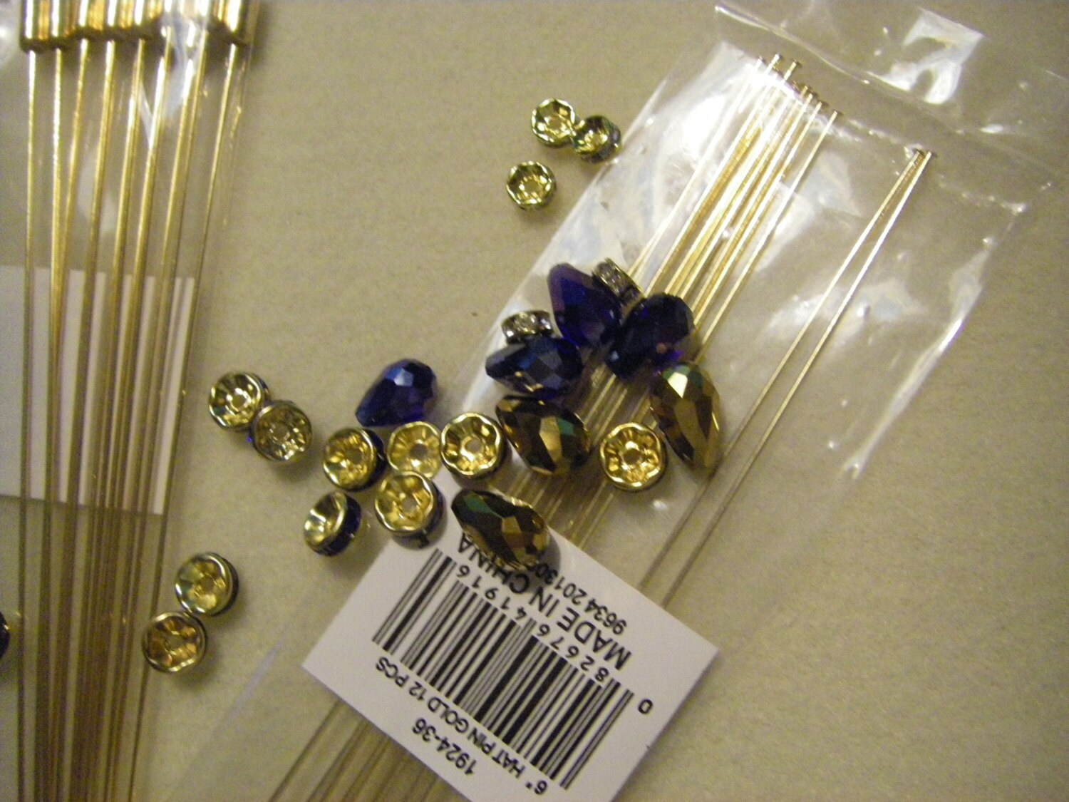package of 12 six inch gold tone hat pin blanks