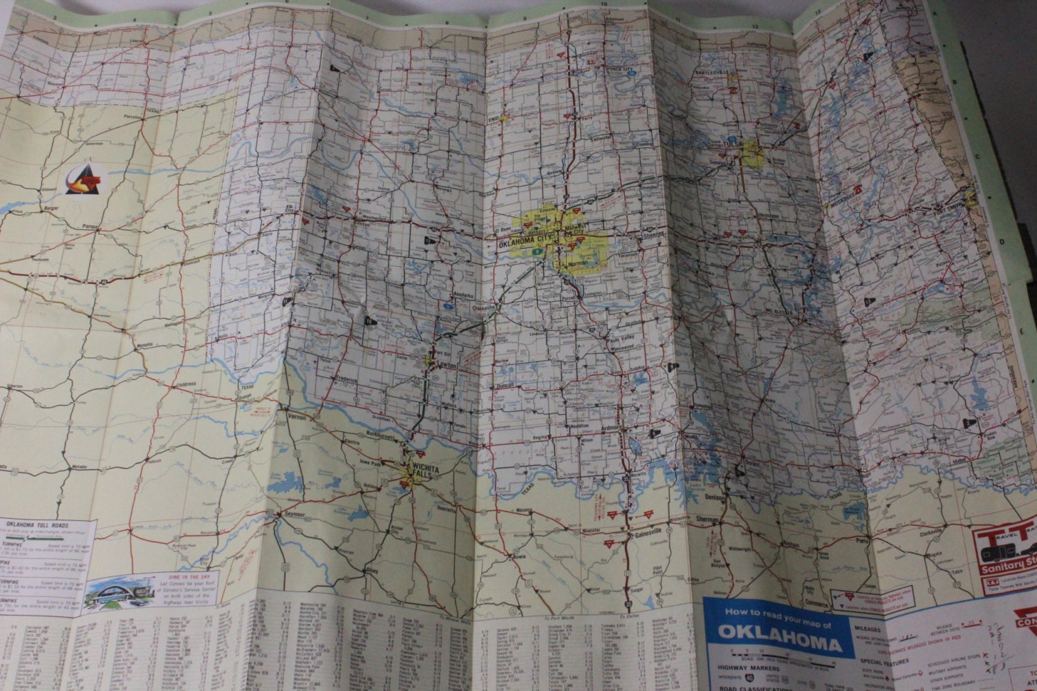 Pair of vintage Oklahoma road maps, 1967 and 1970 OK folding road maps from VintageTypes on Etsy