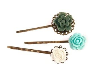 Floral Vintage Style Bobby Pins | Set Of 3