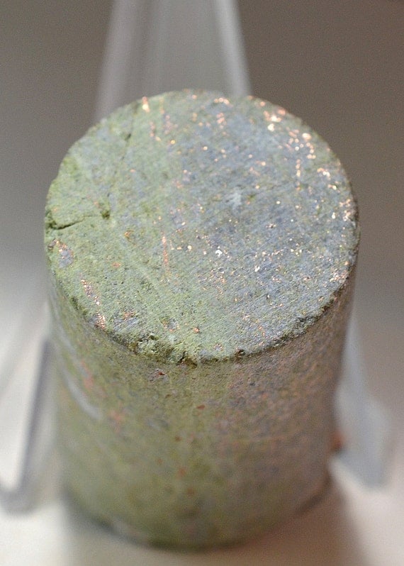 Rock Core Sample Containing Bright Copper From Upper Peninsula