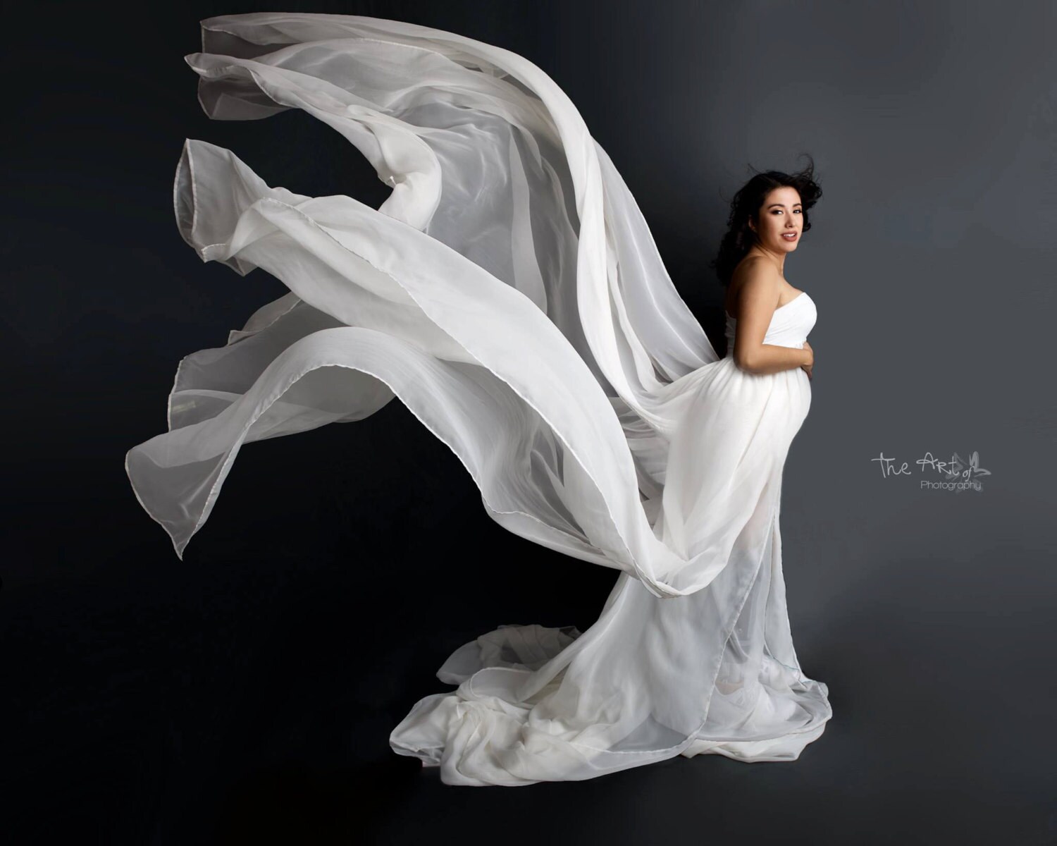 white long flowing dress