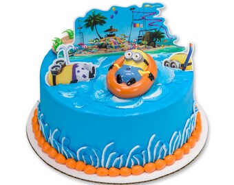 Minion Cake Topper Kit/ Minion Beach Birthday Cake Topper/ Despicable Me Birthday Party Cake/ Minion Cake Kit