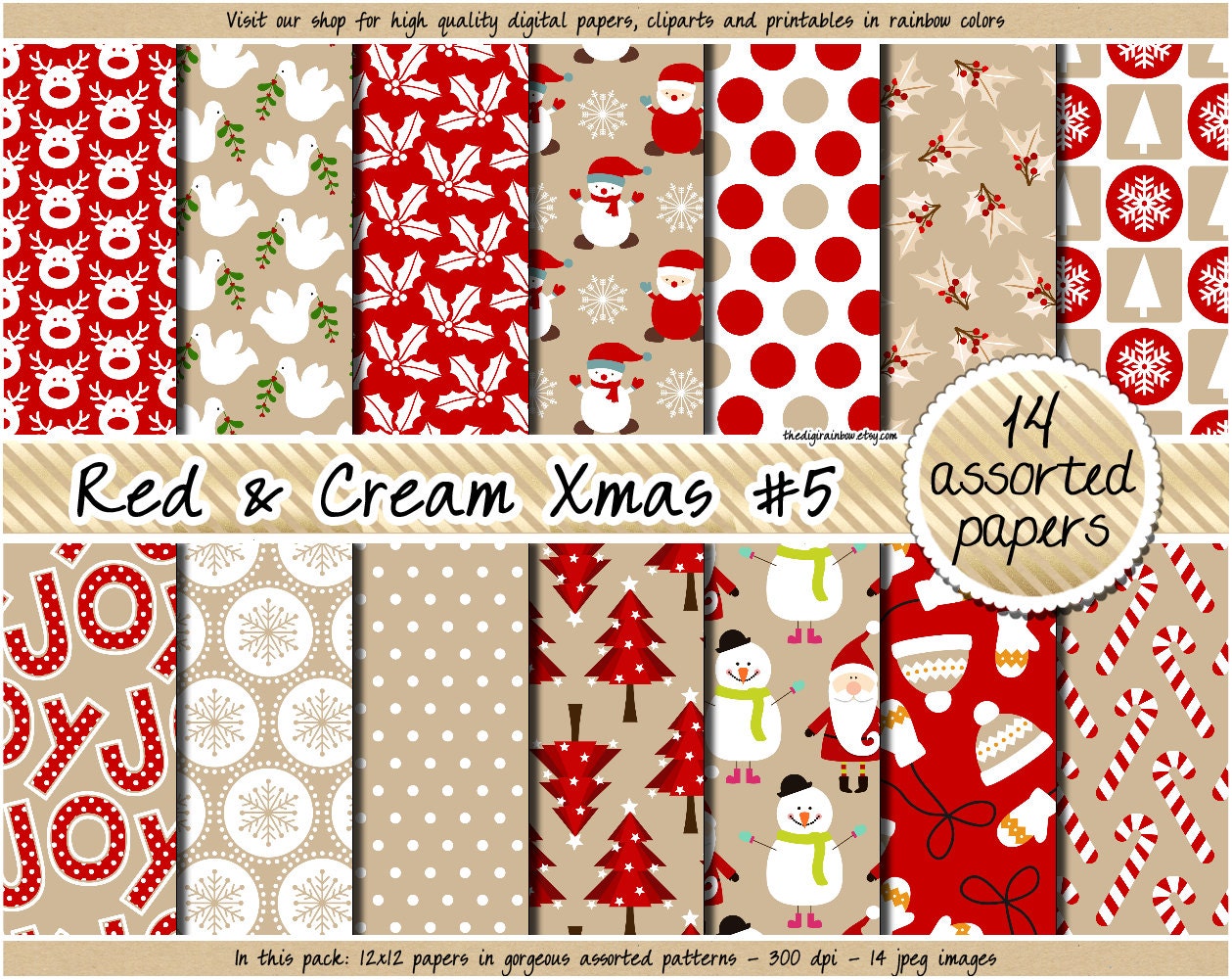 SALE christmas digital paper christmas printable paper kraft