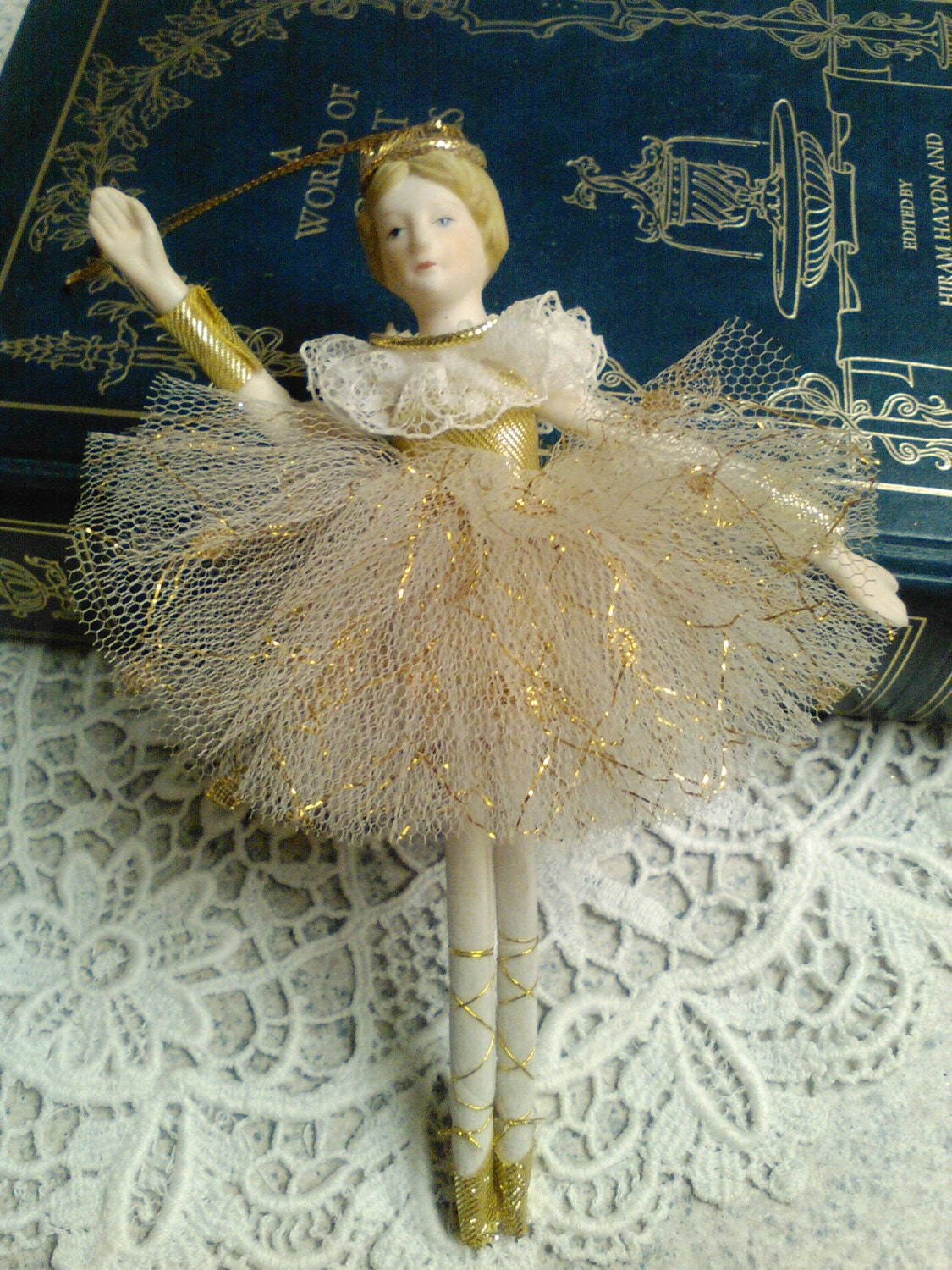 Vintage ballerina ornament shabby chic cottage chic ballet