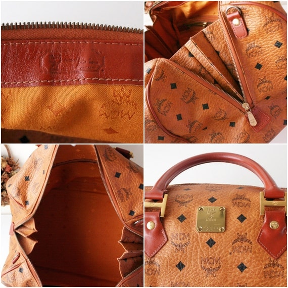 MCM handbag Visetos Cognac Monogram Brown Boston Large Tote