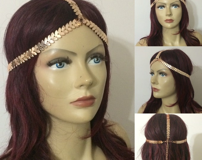 Rose Gold Head Piece, Hair Piece, Boho Head Chain, Bohemian Style Hair Chain, Summer Accessories