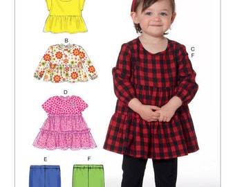 McCall's Sewing Pattern M7458 Toddlers' Gathered Tops, Dresses and Leggings