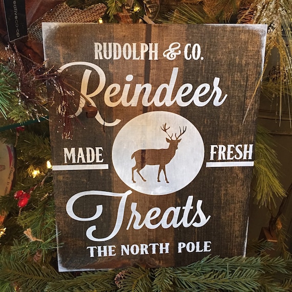 Reindeer sign rudolph christmas sign holiday sign rustic
