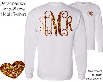1 Long Sleeve Adult Personalized Tshirt, Monogrammed tshirt,personalized shirt,Christmas gift,Monogram gifts,custom tshirt,personalized gift