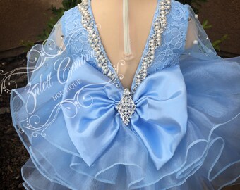 Cinderella Birthday Dress - Baptism Dress - Ruffle Girl Dress - Lace Dress - Baptism Dress - V Back Baptism Dress - Sairah Dress by Zulett C