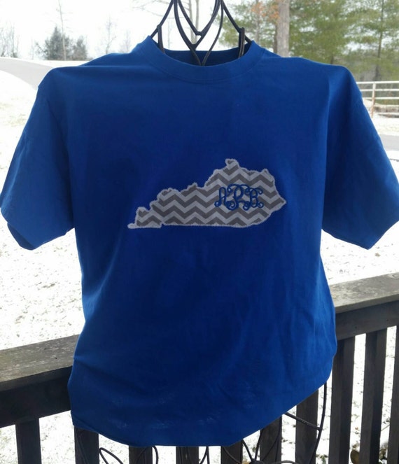 Items similar to Monogram / personalized /embroidery Kentucky applique tshirt with grey chevron