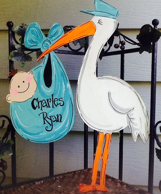 Baby announcement sign, stork sign, stork announcement sign, newborn announcement sign, newborn door sign, baby door sign, stork door sign