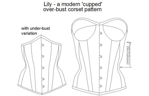 Corset Pattern Lily a modern 14 panel cupped corset pattern