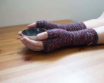 Vampire Stars ~ Knit Fingerless gloves, Fingerless glove mittens, Long knit gloves, Boho knit glove mittens, Women's Fingerless Mitts